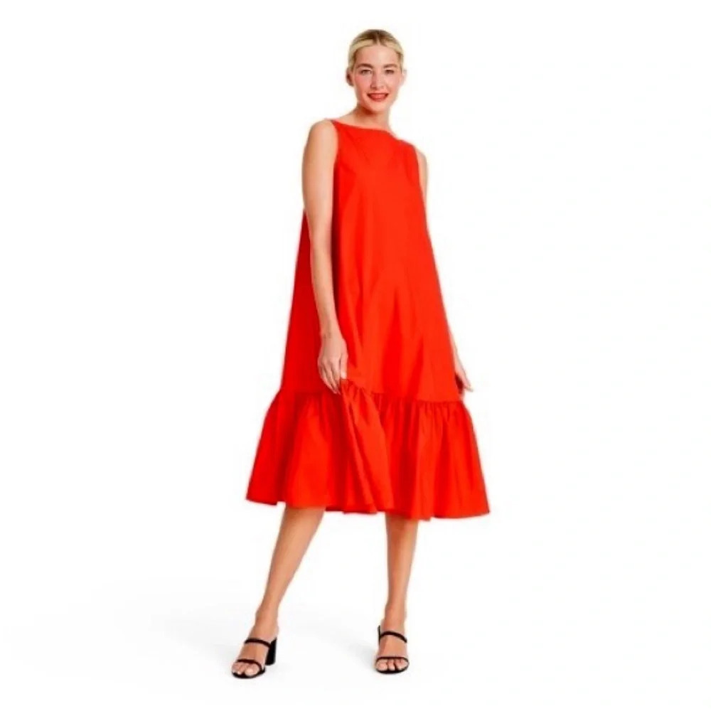 NWT Christopher John Rogers + Target Poplin Ruffled Hem Midi Dress